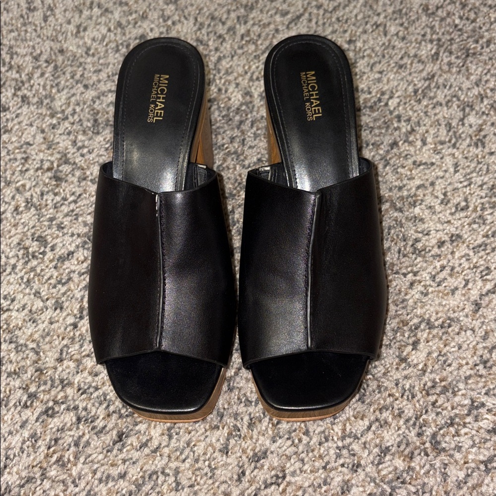 Michael Kors Black Leather Mules